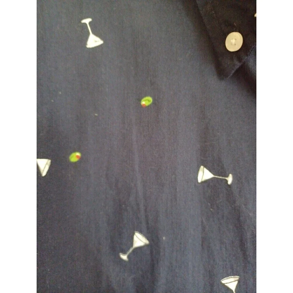 J. Crew buttondown shirt mens L martini glass olives cocktail bartender party
